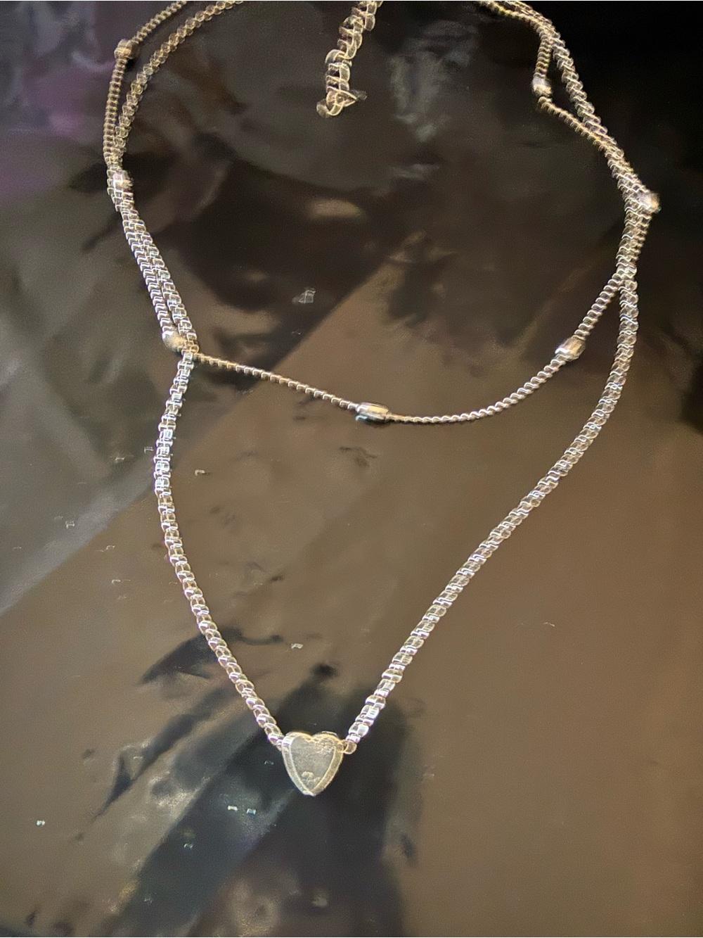 Classic Silver Heart Layered Necklace - Unbranded - Picture 2 of 2